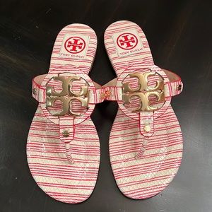 Tory Burch Red and White Miller Sandal